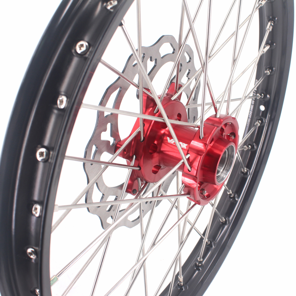 VMX 21/18 Enduro Wheels Set With Disc Compatible with KTM EXC XCW 125 400 2020 Red Hub
