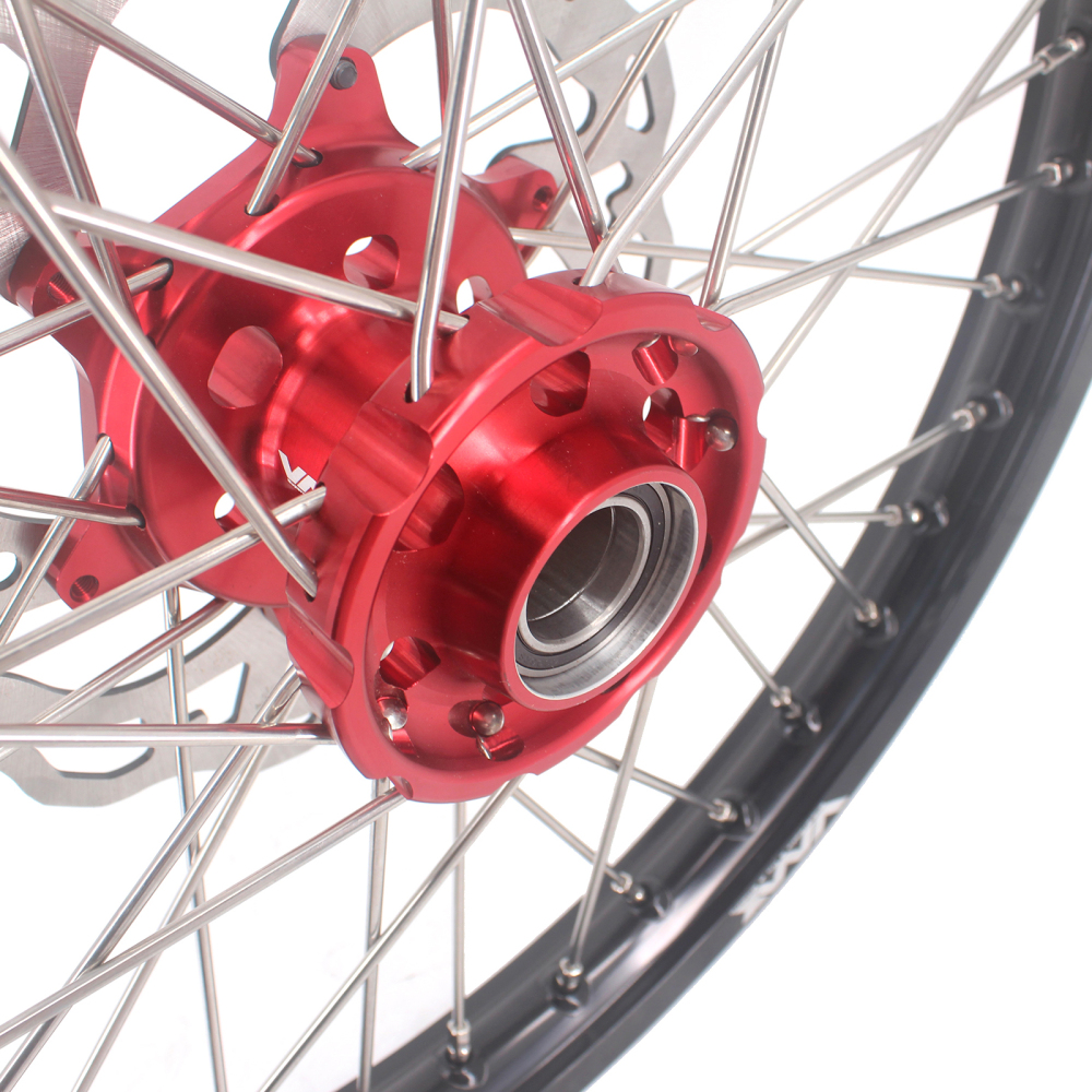 VMX 21/18 Enduro Wheels Set With Disc Compatible with KTM EXC XCW 125 400 2020 Red Hub
