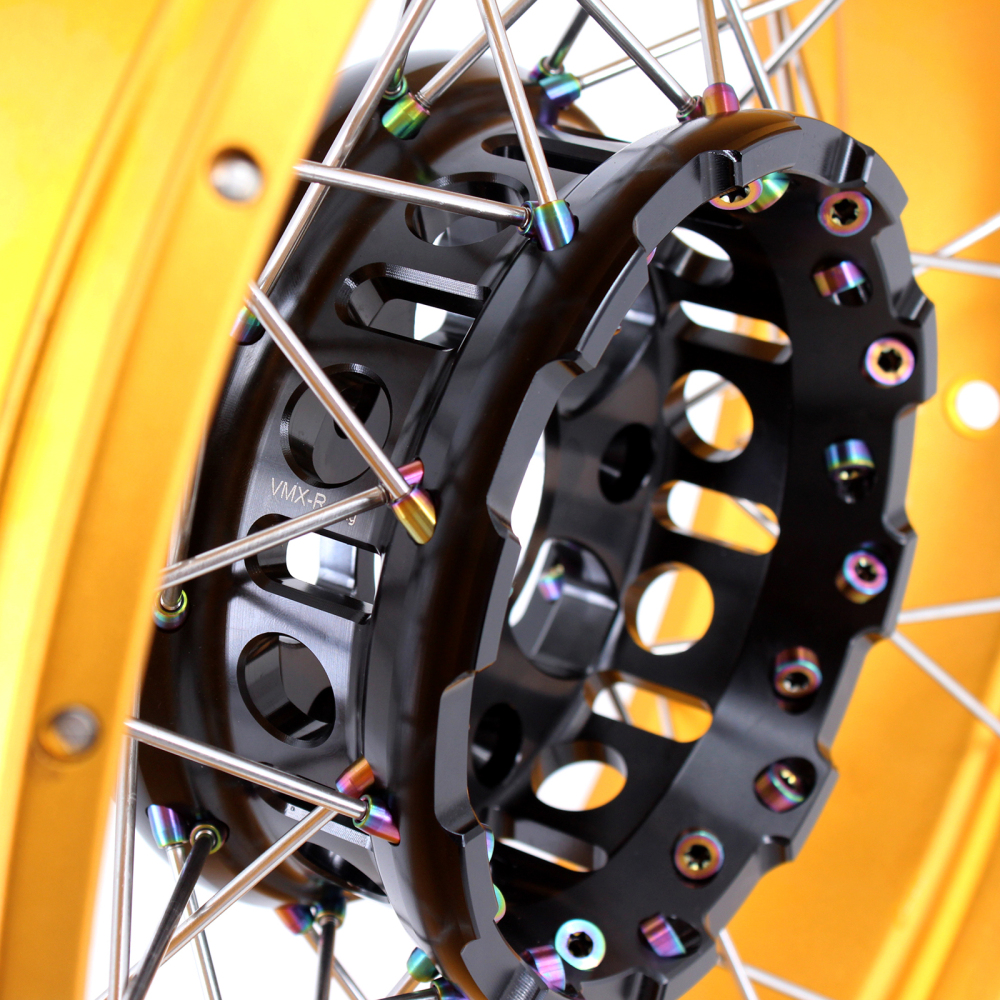 VMX Fit BMW R1200GS/R1250GS Tubeless Motorcycle Wheels 3.0*19"/4.5*17" Set Black Hub Gold Rim