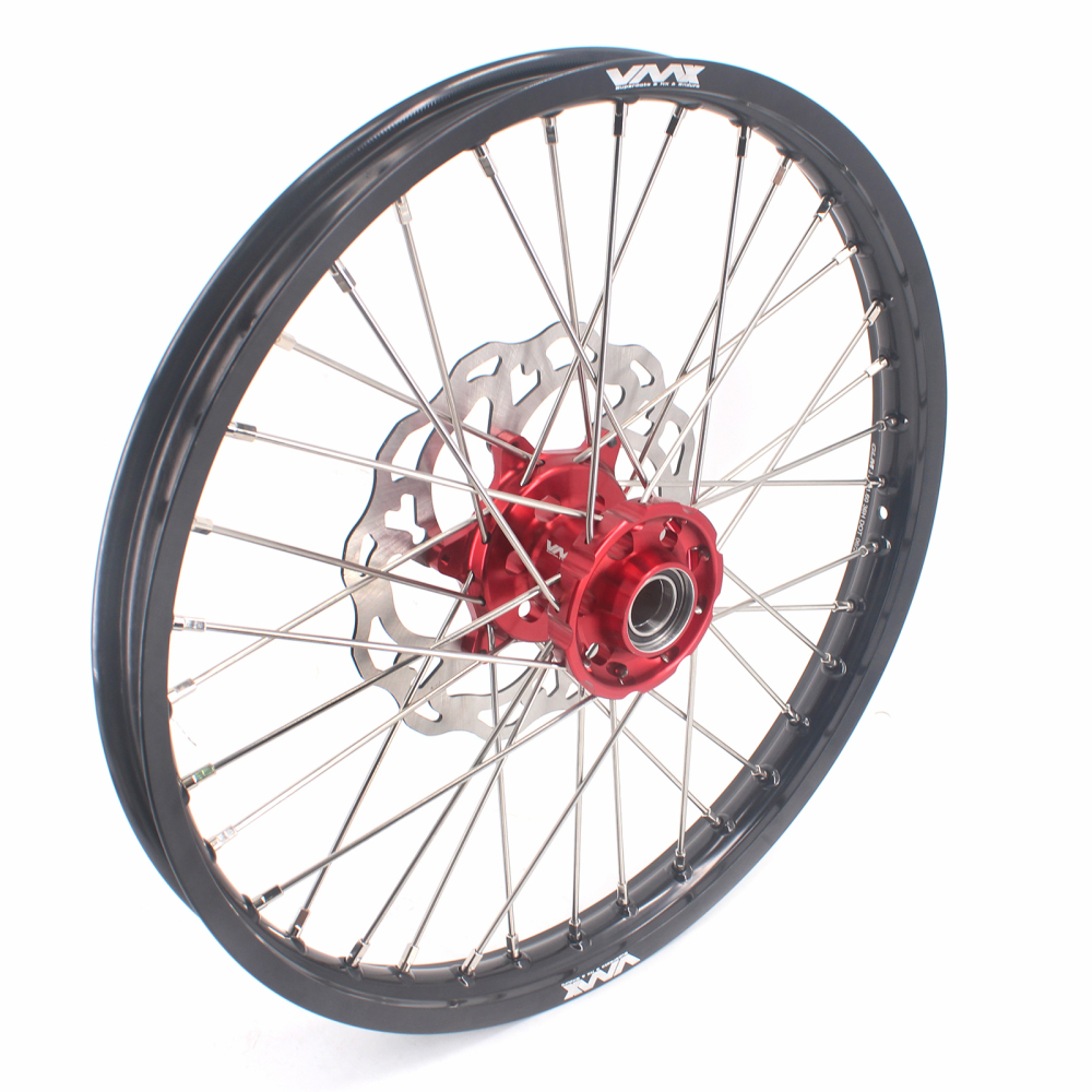VMX 21/18 Enduro Wheels Set With Disc Compatible with KTM EXC XCW 125 400 2020 Red Hub