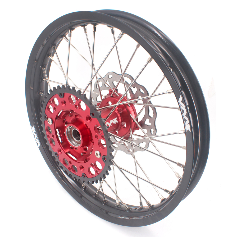 VMX 21/18 Enduro Wheels Set With Disc Compatible with KTM EXC XCW 125 400 2020 Red Hub