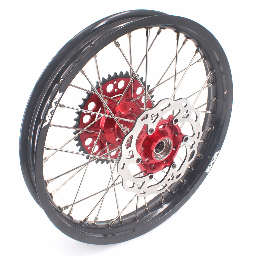 VMX 21/18 Enduro Wheels Set With Disc Compatible with KTM EXC XCW 125 400 2020 Red Hub