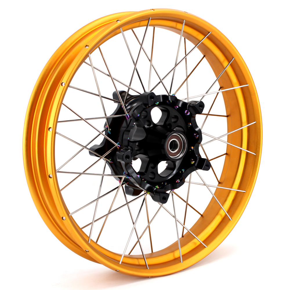 VMX Fit BMW R1200GS/R1250GS Tubeless Motorcycle Wheels 3.0*19"/4.5*17" Set Black Hub Gold Rim