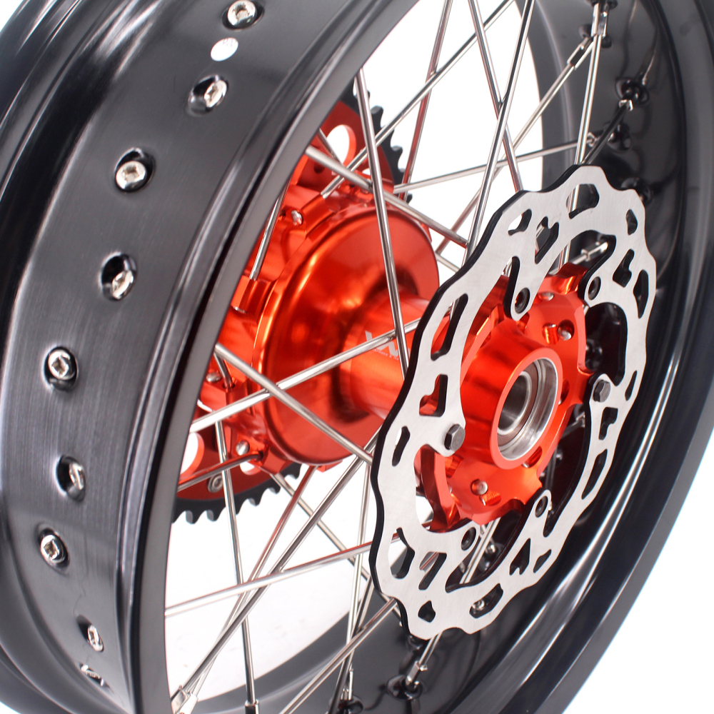 VMX 3.5/5.0 Motorcycle Supermoto Cush Drive Wheels Fit KTM EXC-R XC-F 250 450 Orange Hub
