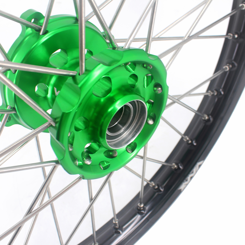 VMX 21/19 Dirt Bike Motorcycle Wheels Rim Set Fit KAWASAKI KX250F KX450F 2006-2023 Green Hub