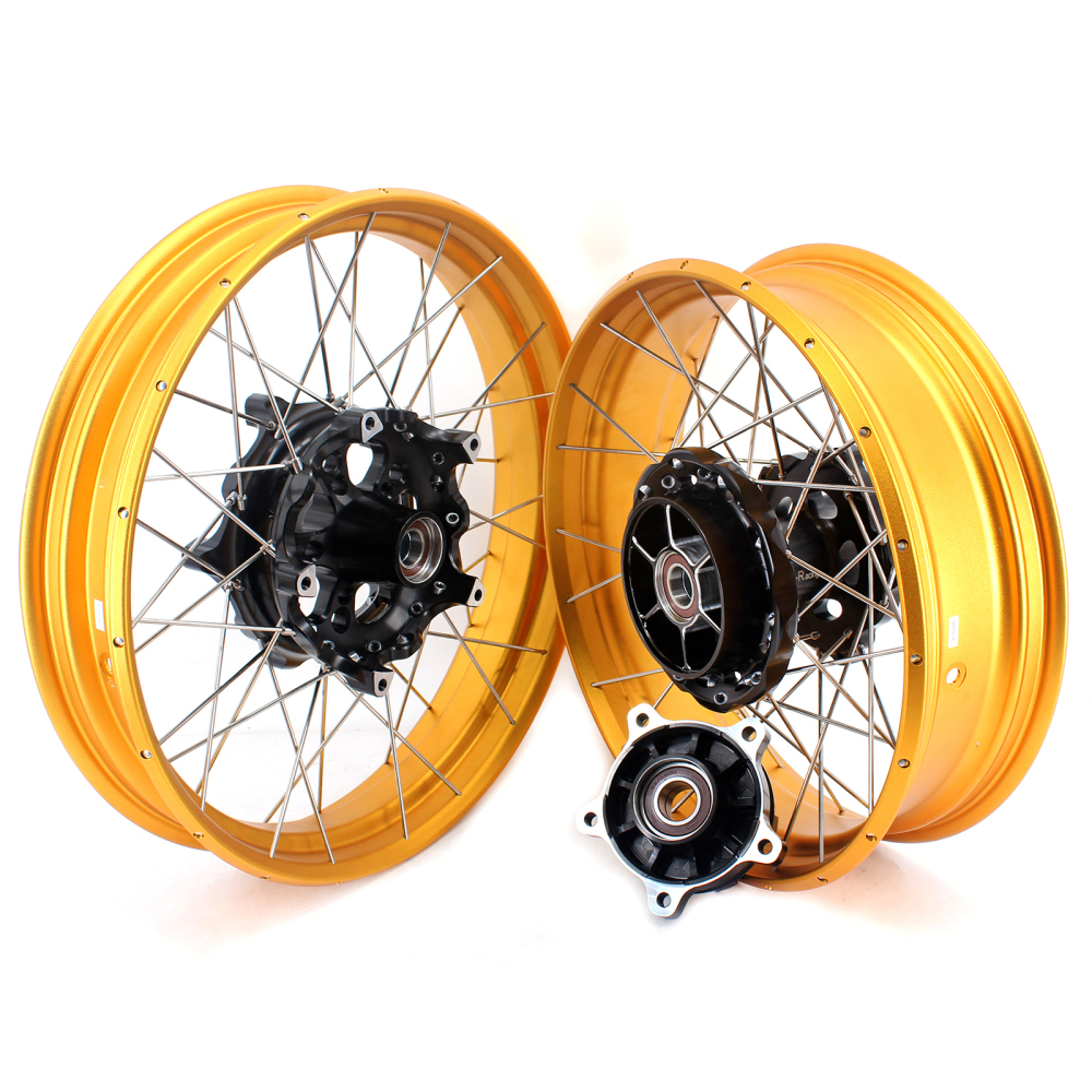 VMX 3.0*19"/4.25*17" Tubeless Wheels Rims Set Fit  BMW F750GS 2019-2023 Black Hub Gold Rim