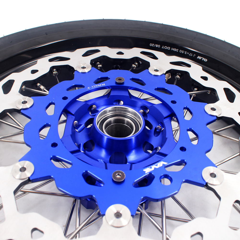 VMX 3.5/4.25 Supermoto Wheels With Tire Fit HUSQVARNA TE TC FE FC 2014-2021 Blue hub Black Rim