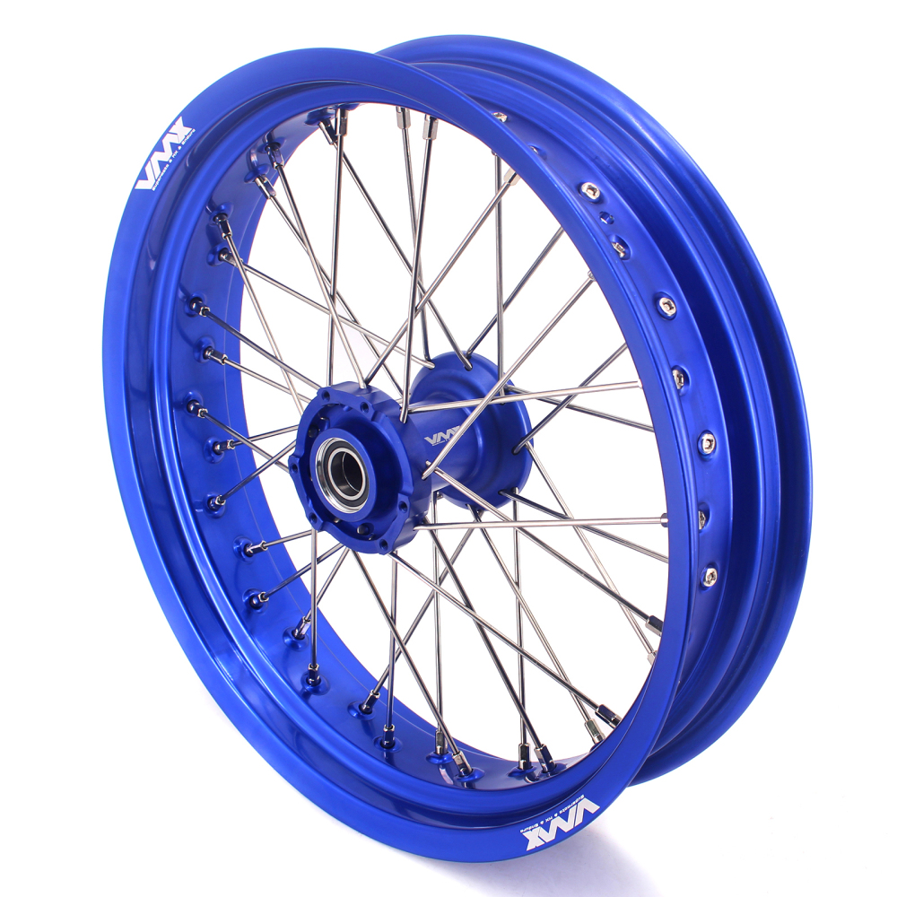 VMX 3.5/5.0 Motorcycle Supermoto dirt bike Wheels Set Fit TM Bike 2015-2024 Blue Hub Blue Rim