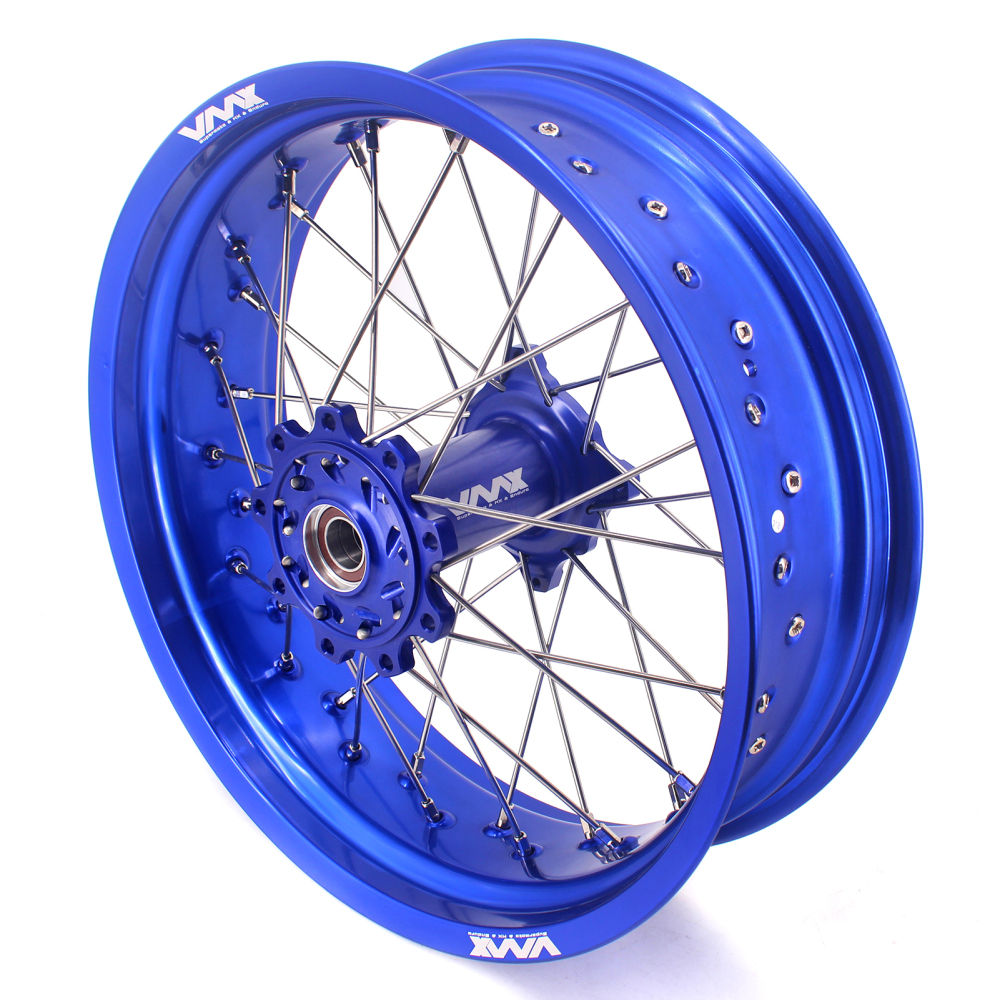 VMX 3.5/5.0 Motorcycle Supermoto dirt bike Wheels Set Fit TM Bike 2015-2024 Blue Hub Blue Rim