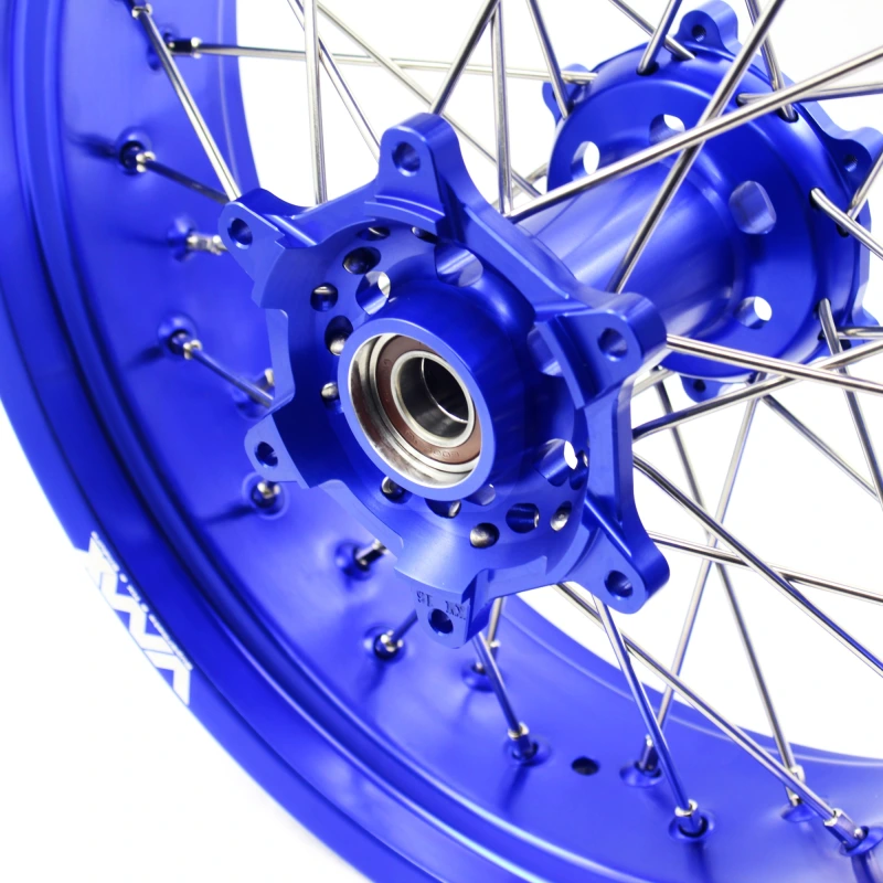 VMX 3.5*17"/5.0*17" Supermoto Wheels Rims Fit HUSQVARNA TE TC FE FC 2014-2024 Blue Hub/Rim