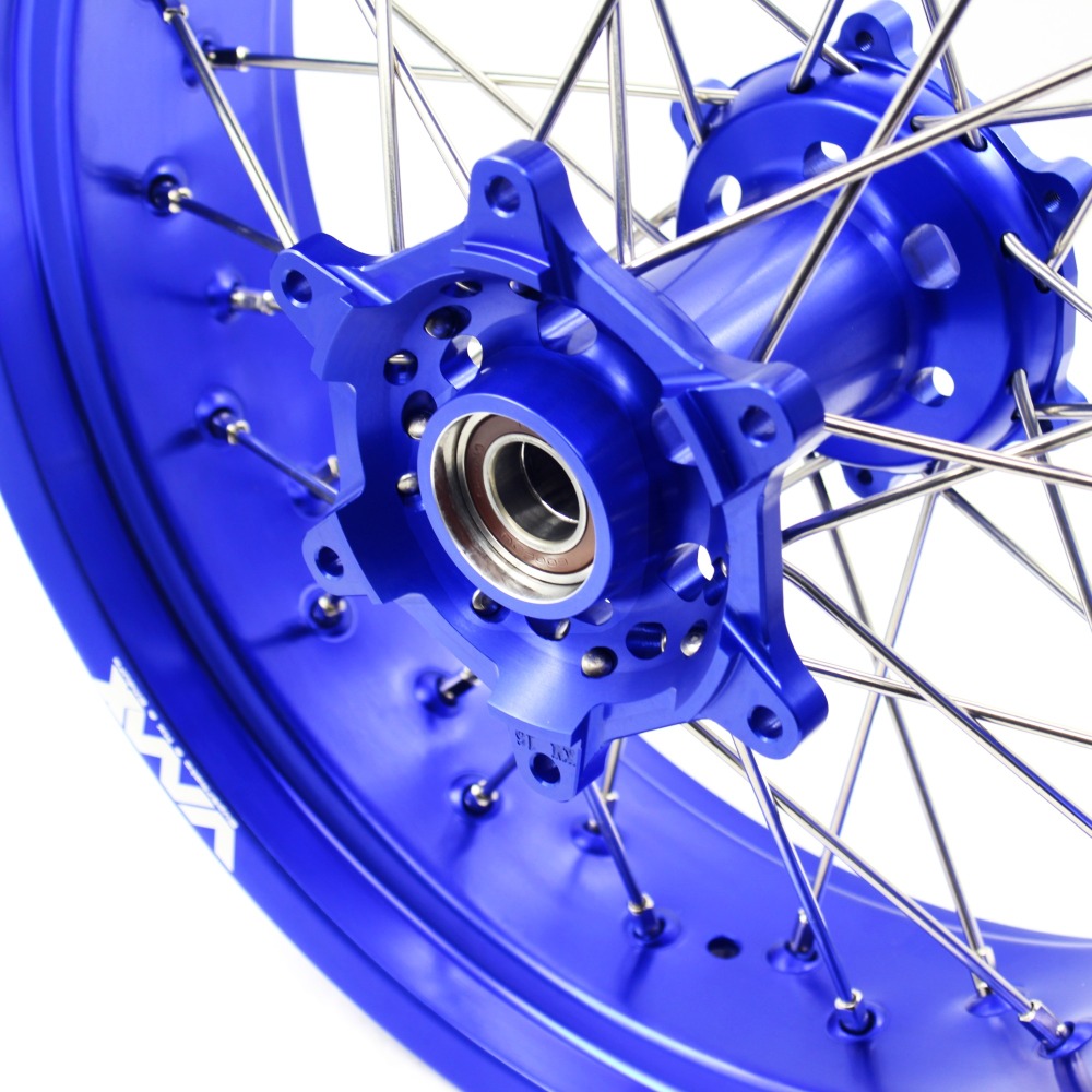 VMX 3.5*17"/5.0*17" Supermoto Wheels Rims Fit HUSQVARNA TE TC FE FC 2014-2024 Blue Hub/Rim