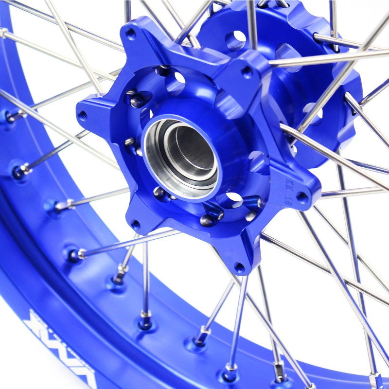 VMX 3.5*17"/5.0*17" Supermoto Wheels Rims Fit HUSQVARNA TE TC FE FC 2014-2024 Blue Hub/Rim
