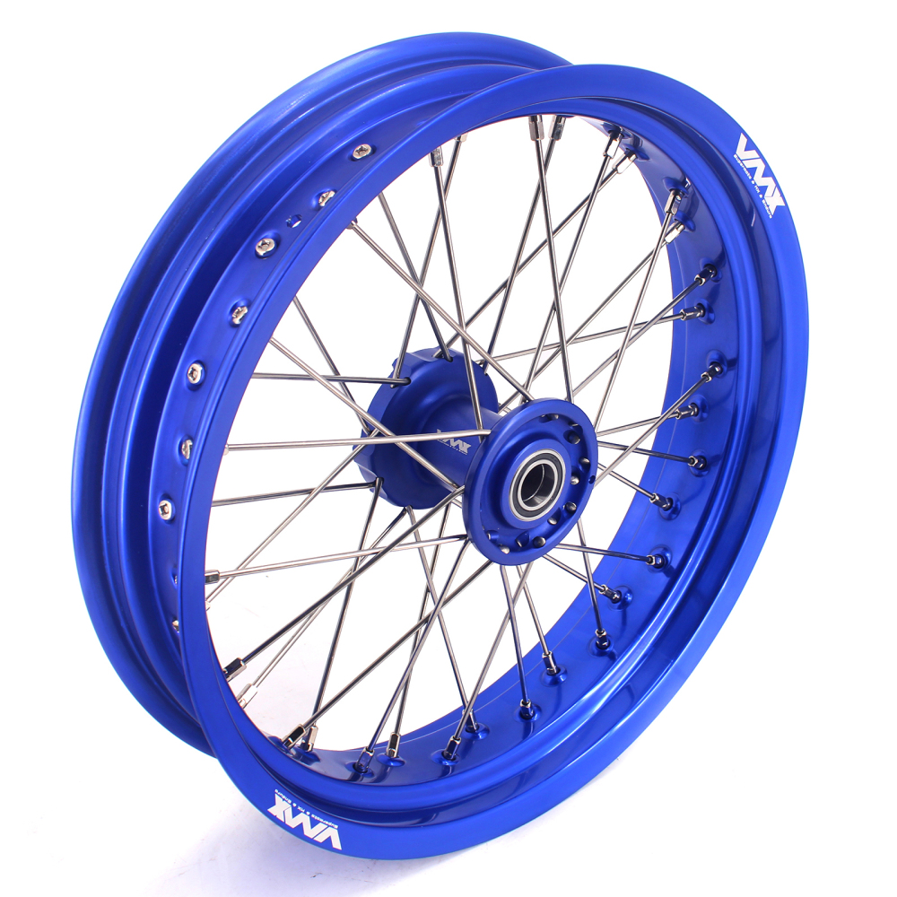 VMX 3.5/5.0 Motorcycle Supermoto dirt bike Wheels Set Fit TM Bike 2015-2024 Blue Hub Blue Rim