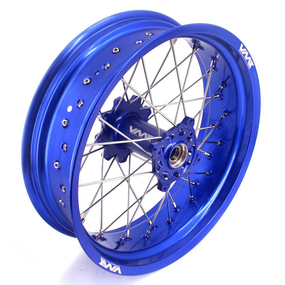 VMX 3.5/5.0 Motorcycle Supermoto dirt bike Wheels Set Fit TM Bike 2015-2024 Blue Hub Blue Rim