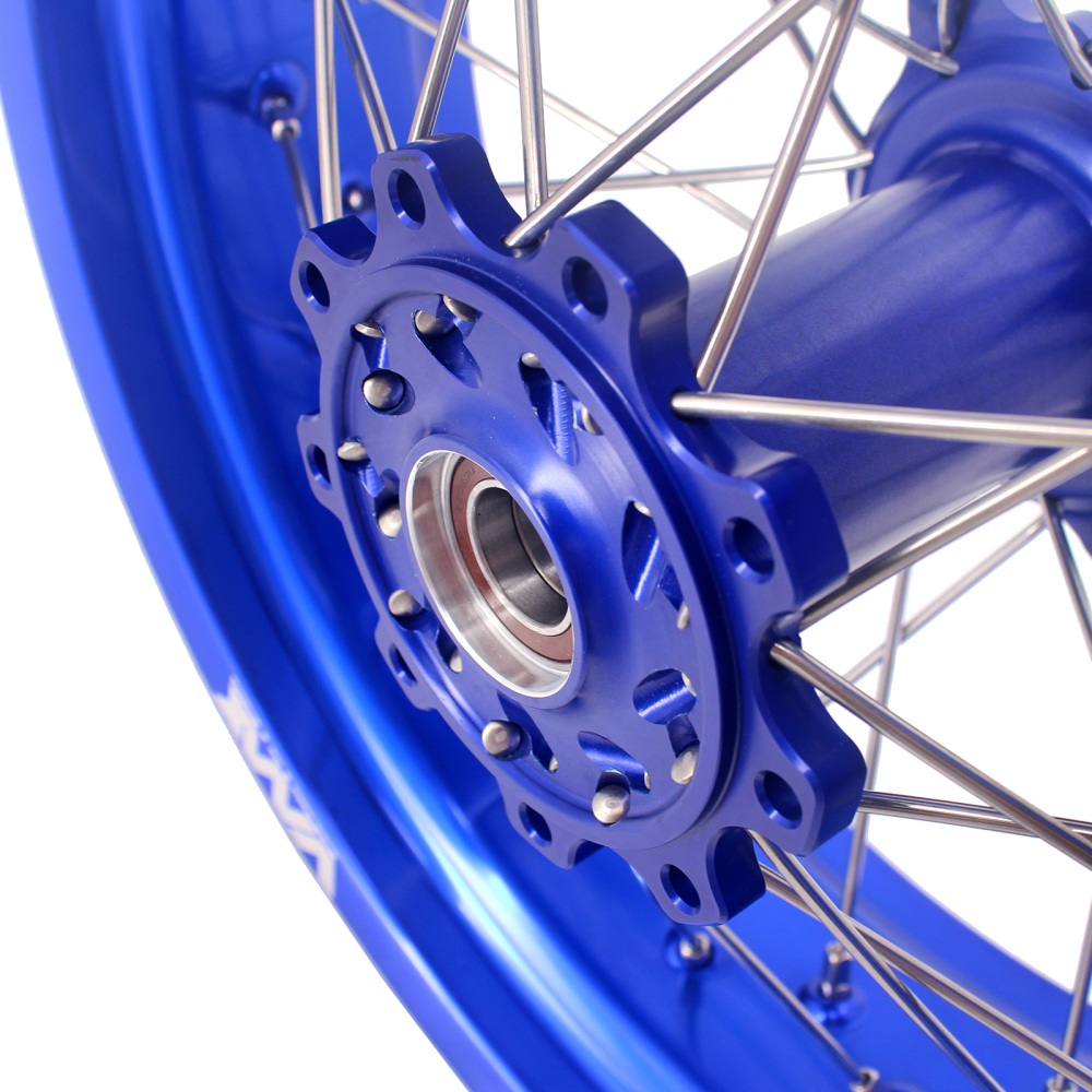 VMX 3.5/5.0 Motorcycle Supermoto dirt bike Wheels Set Fit TM Bike 2015-2024 Blue Hub Blue Rim