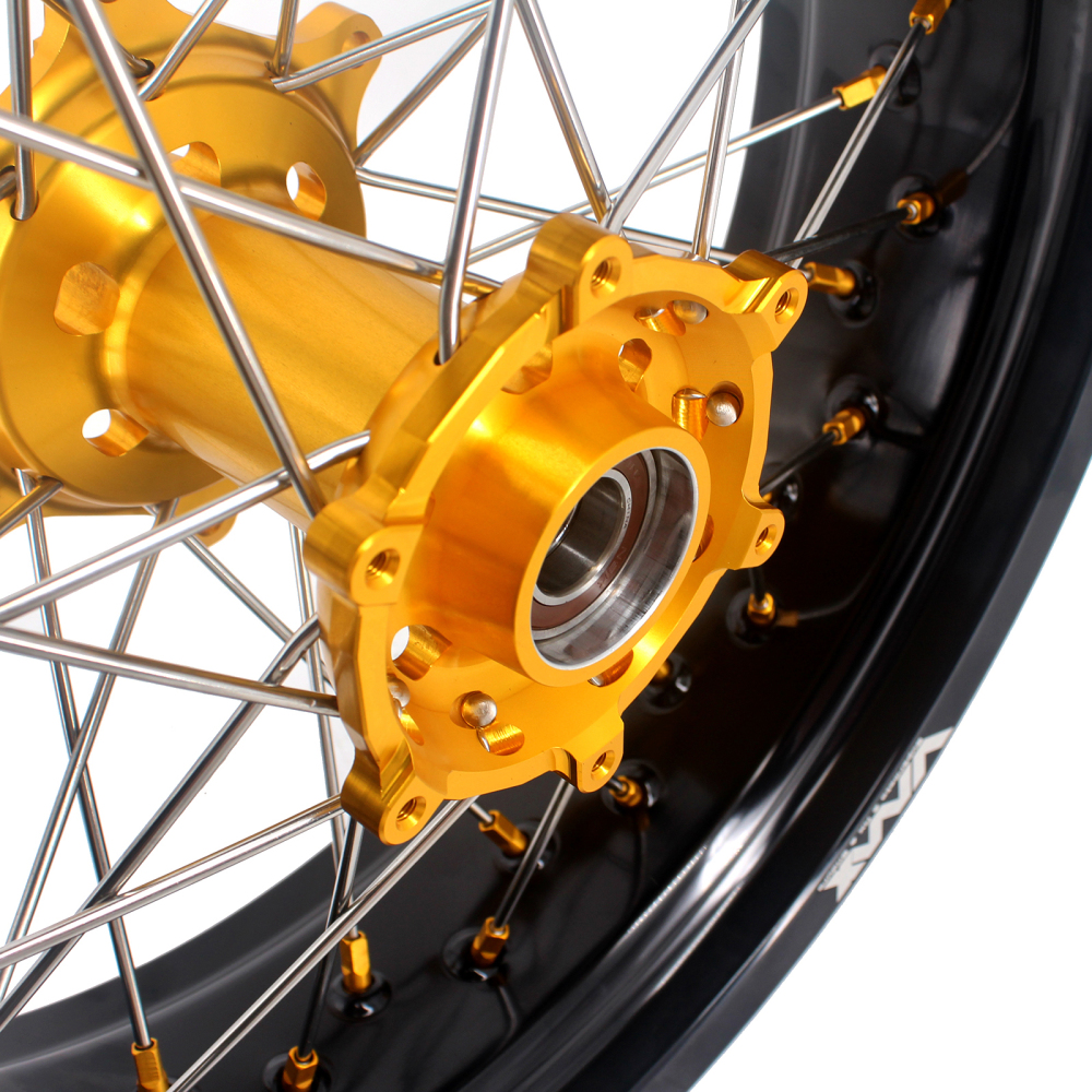 VMX 3.5/5.0 Motorcycle Supermoto Wheels Set Fit KTM SX-F EXC-R 250 450 530 Gold Nipple