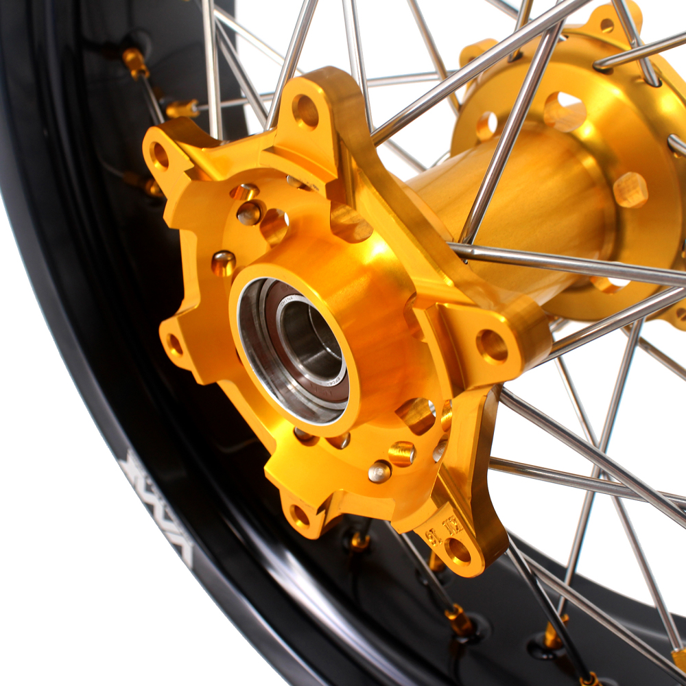 VMX 3.5/5.0 Motorcycle Supermoto Wheels Set Fit KTM SX-F EXC-R 250 450 530 Gold Nipple