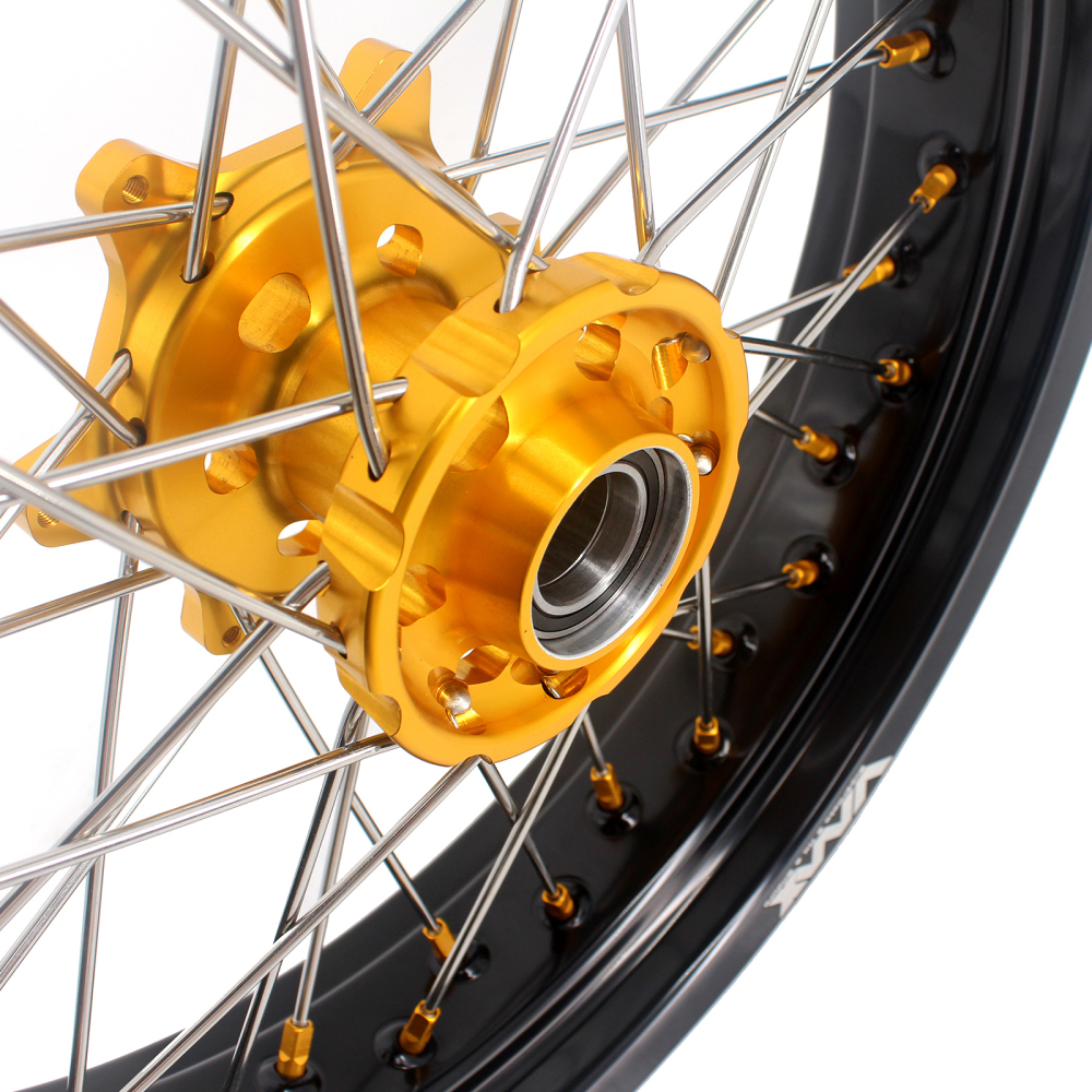 VMX 3.5/5.0 Motorcycle Supermoto Wheels Set Fit KTM SX-F EXC-R 250 450 530 Gold Nipple