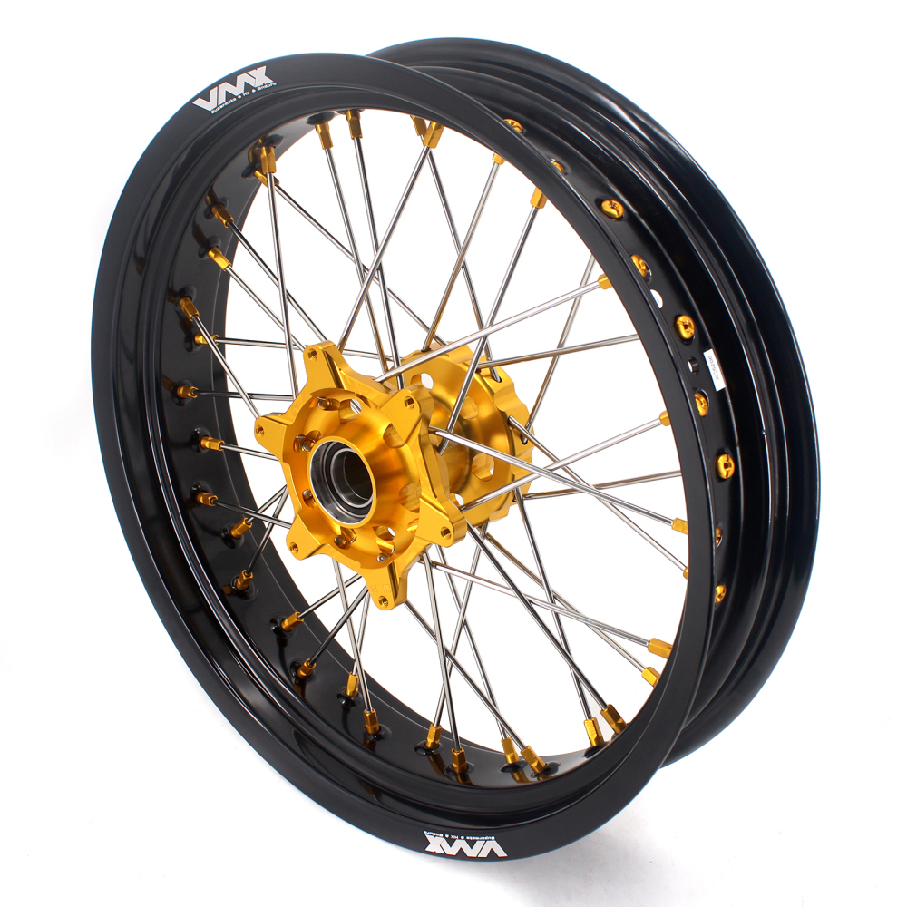 VMX 3.5/5.0 Motorcycle Supermoto Wheels Set Fit KTM SX-F EXC-R 250 450 530 Gold Nipple