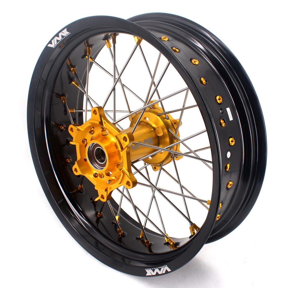VMX 3.5/5.0 Motorcycle Supermoto Wheels Set Fit KTM SX-F EXC-R 250 450 530 Gold Nipple