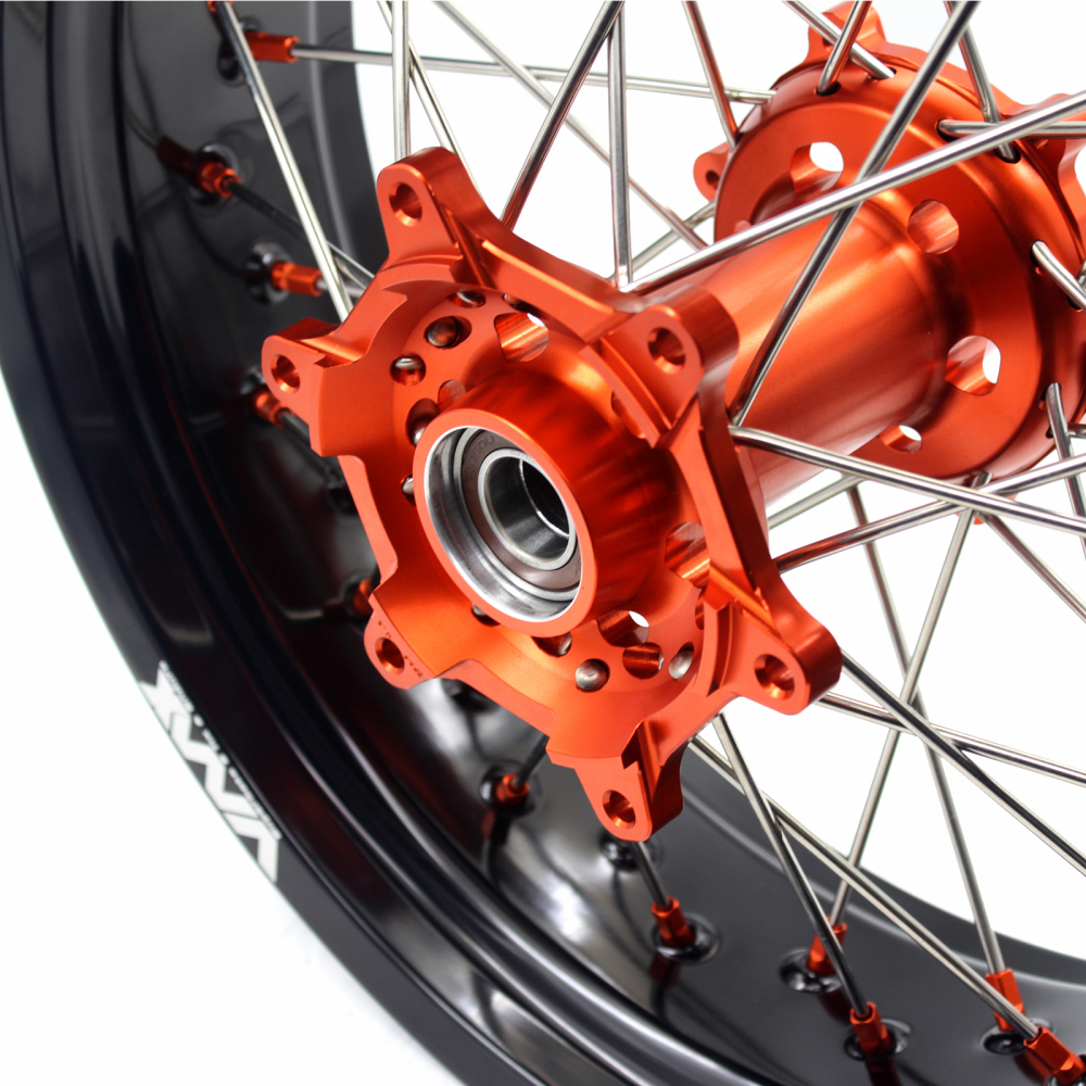 VMX 3.5/5.0 Motorcycle Supermoto Wheels Set Fit KTM SXF EXC-R 250 530 Orange Nipple
