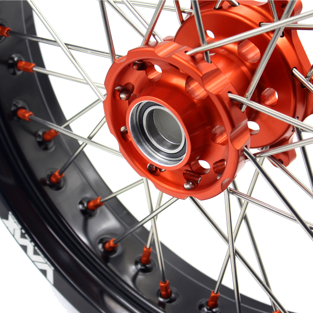 VMX 3.5/5.0 Motorcycle Supermoto Wheels Set Fit KTM SXF EXC-R 250 530 Orange Nipple