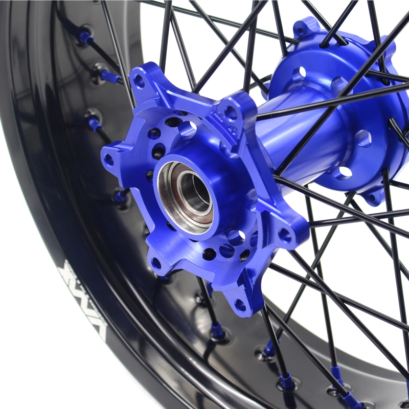 VMX 3.5/5.0 Motorcycle Supermoto Wheels Set Fit KTM SX EXC XC-F 250 450 Blue Nipple Black Spoke