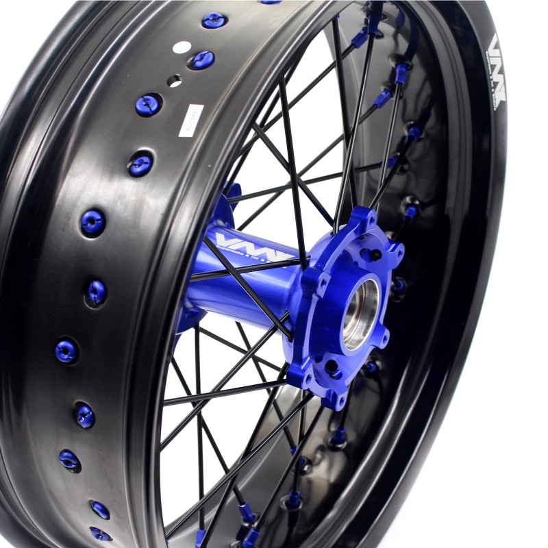 VMX 3.5/5.0 Motorcycle Supermoto Wheels Set Fit KTM SX EXC XC-F 250 450 Blue Nipple Black Spoke