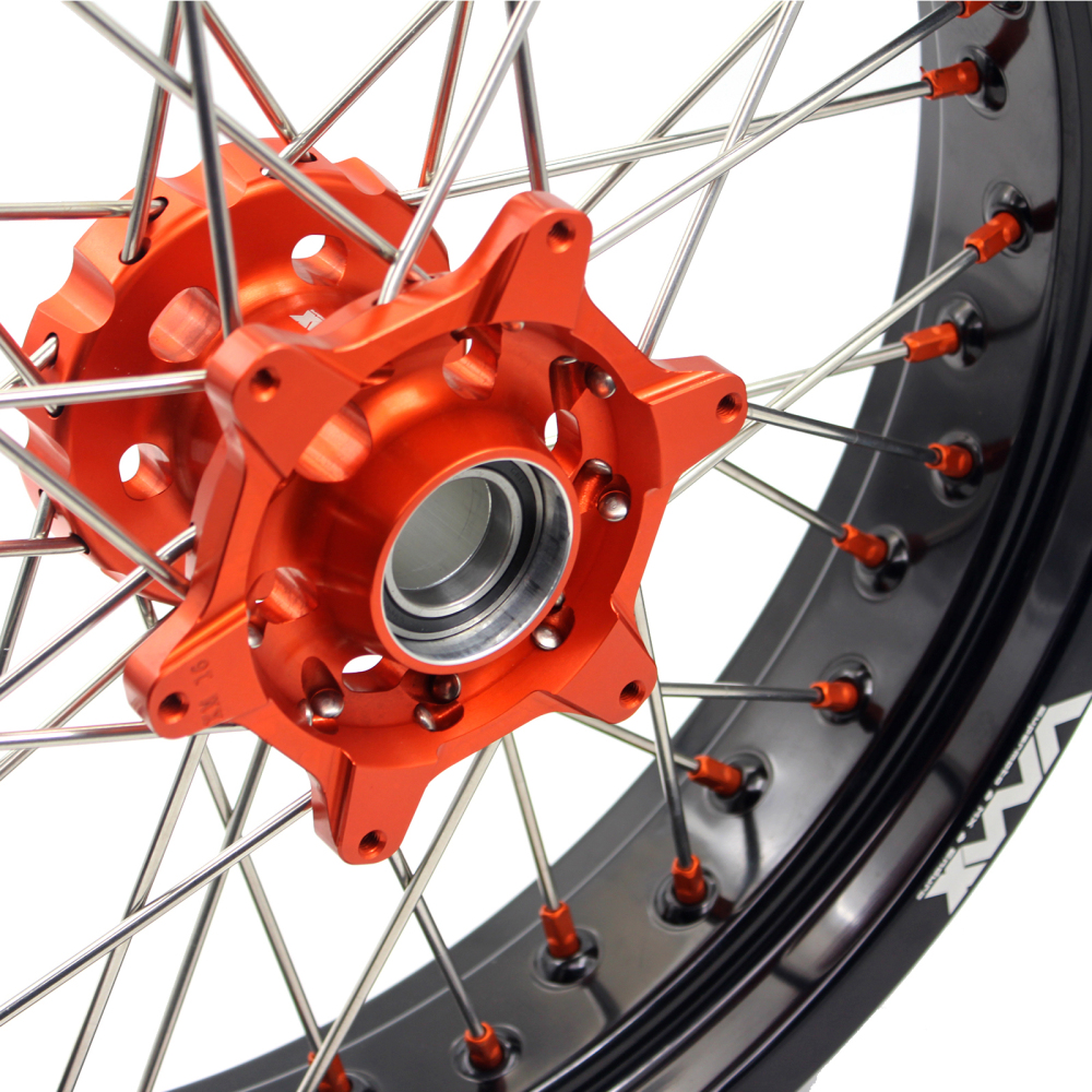 VMX 3.5/5.0 Motorcycle Supermoto Wheels Set Fit KTM SXF EXC-R 250 530 Orange Nipple