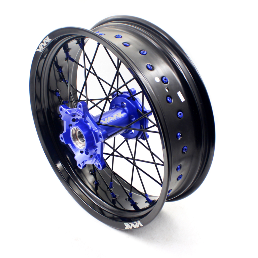 VMX 3.5/5.0 Motorcycle Supermoto Wheels Set Fit KTM SX EXC XC-F 250 450 Blue Nipple Black Spoke