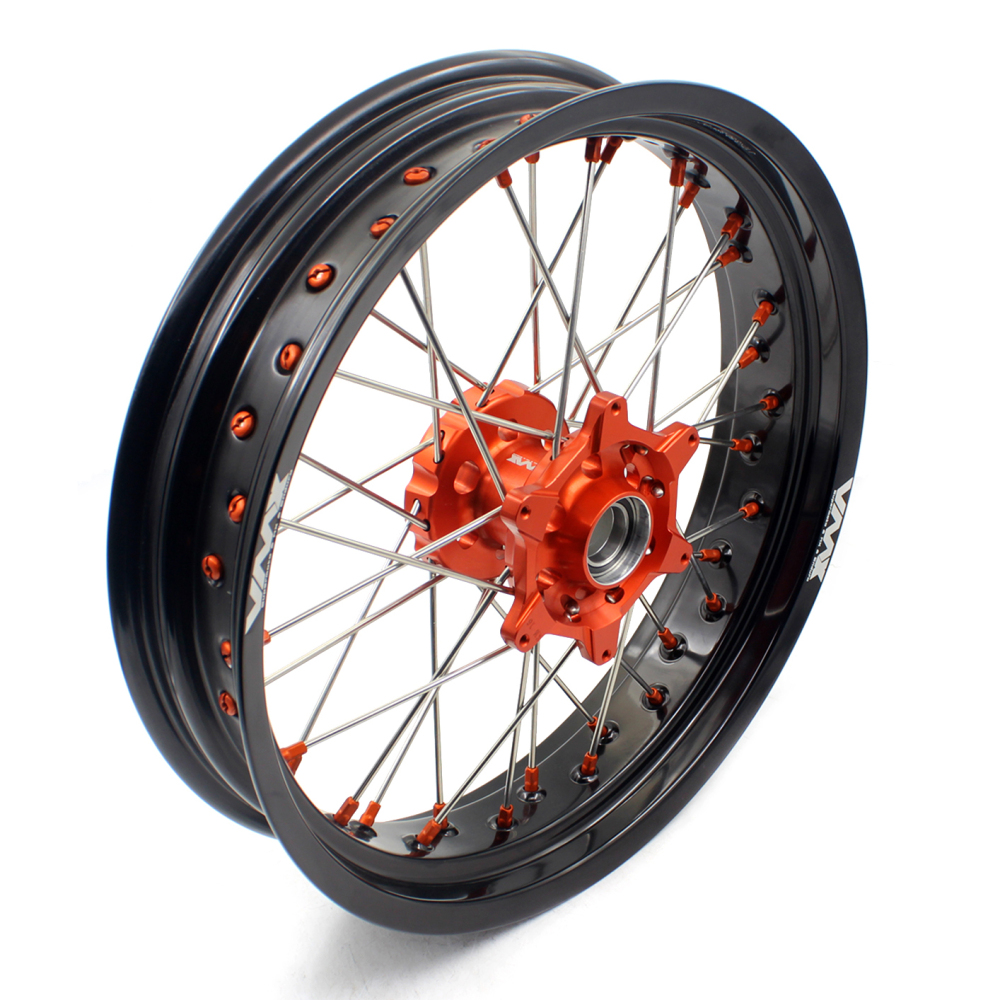 VMX 3.5/5.0 Motorcycle Supermoto Wheels Set Fit KTM SXF EXC-R 250 530 Orange Nipple