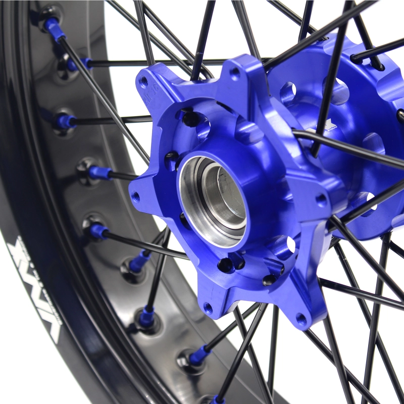 VMX 3.5/5.0 Motorcycle Supermoto Wheels Set Fit KTM SX EXC XC-F 250 450 Blue Nipple Black Spoke