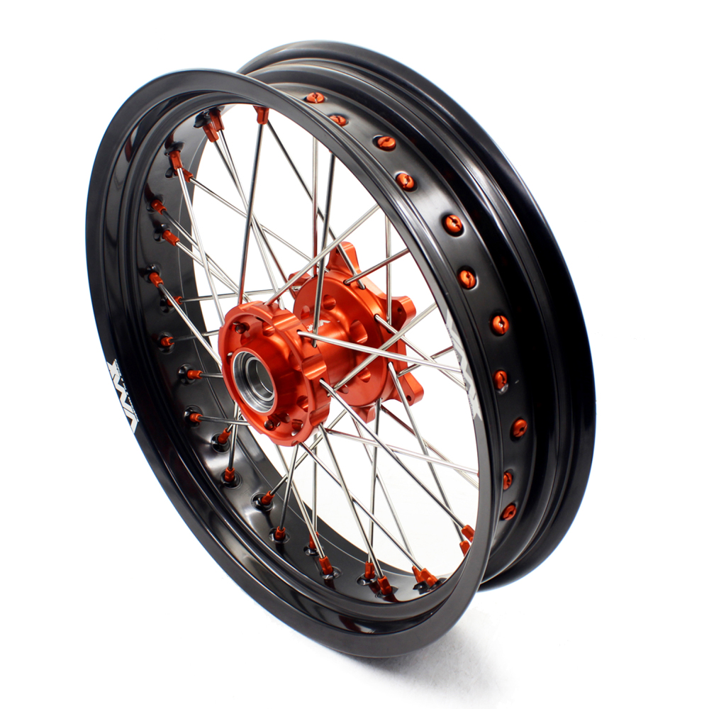 VMX 3.5/5.0 Motorcycle Supermoto Wheels Set Fit KTM SXF EXC-R 250 530 Orange Nipple