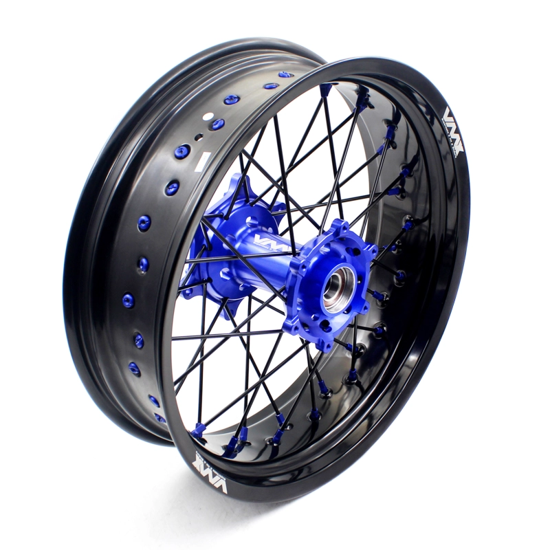 VMX 3.5/5.0 Motorcycle Supermoto Wheels Set Fit KTM SX EXC XC-F 250 450 Blue Nipple Black Spoke