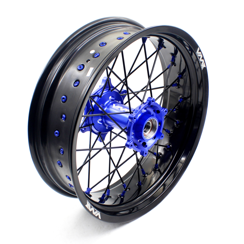 VMX 3.5/5.0 Motorcycle Supermoto Wheels Set Fit KTM SX EXC XC-F 250 450 Blue Nipple Black Spoke