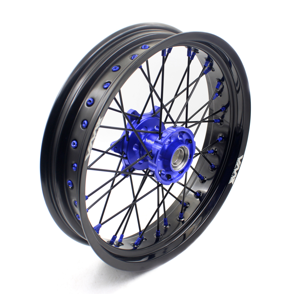 VMX 3.5/5.0 Motorcycle Supermoto Wheels Set Fit KTM SX EXC XC-F 250 450 Blue Nipple Black Spoke