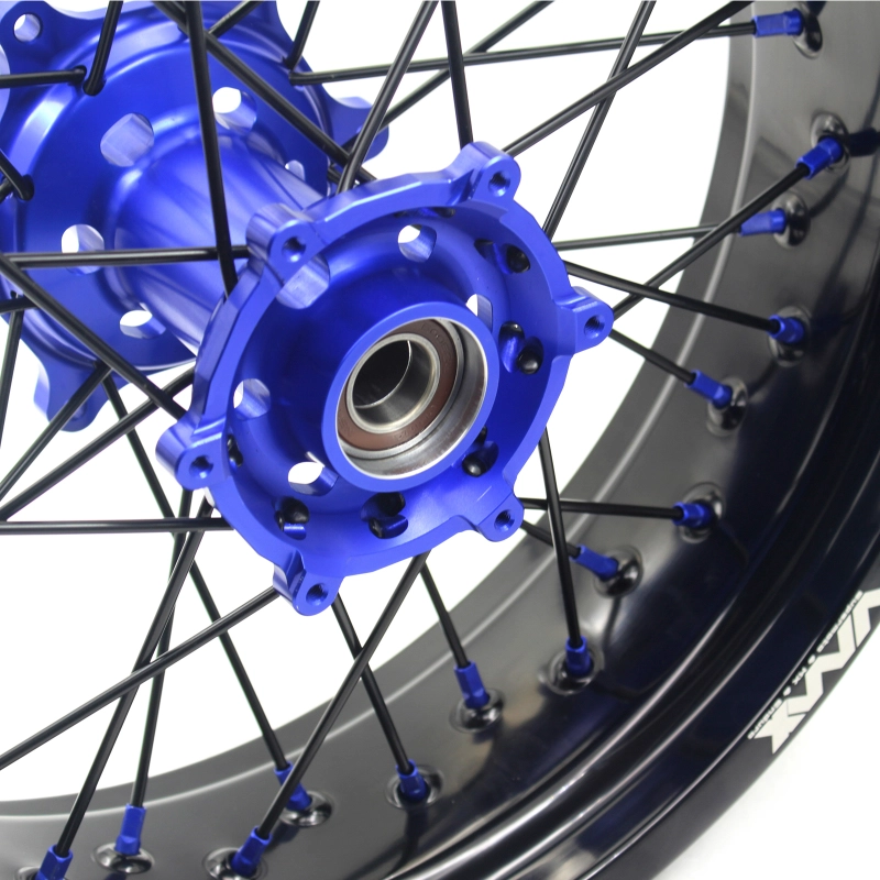 VMX 3.5/5.0 Motorcycle Supermoto Wheels Set Fit KTM SX EXC XC-F 250 450 Blue Nipple Black Spoke