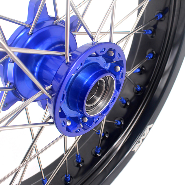 VMX 3.5*17"/5.0*17"  Supermoto Casting Dirt Bike Wheels Rims Fit HUSQVARNA TE TC FE FC 2014-2024 Blue Hub/Nipple