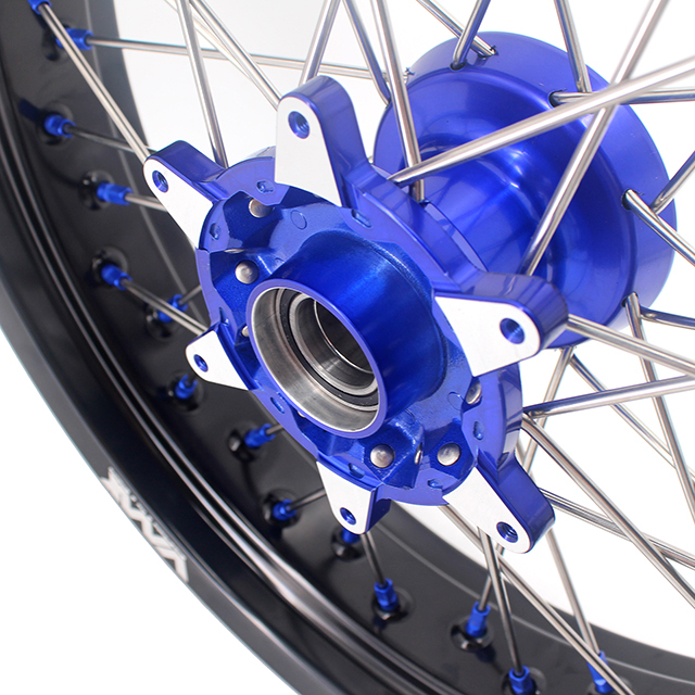 VMX 3.5*17"/5.0*17"  Supermoto Casting Dirt Bike Wheels Rims Fit HUSQVARNA TE TC FE FC 2014-2024 Blue Hub/Nipple