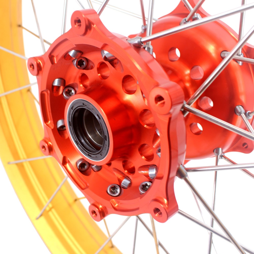 VMX Fit KTM790 Adventure R 2019-2021, KTM890 2021-2022 Tubeless Wheels 21/18  Rims Orange Hub Gold Rim
