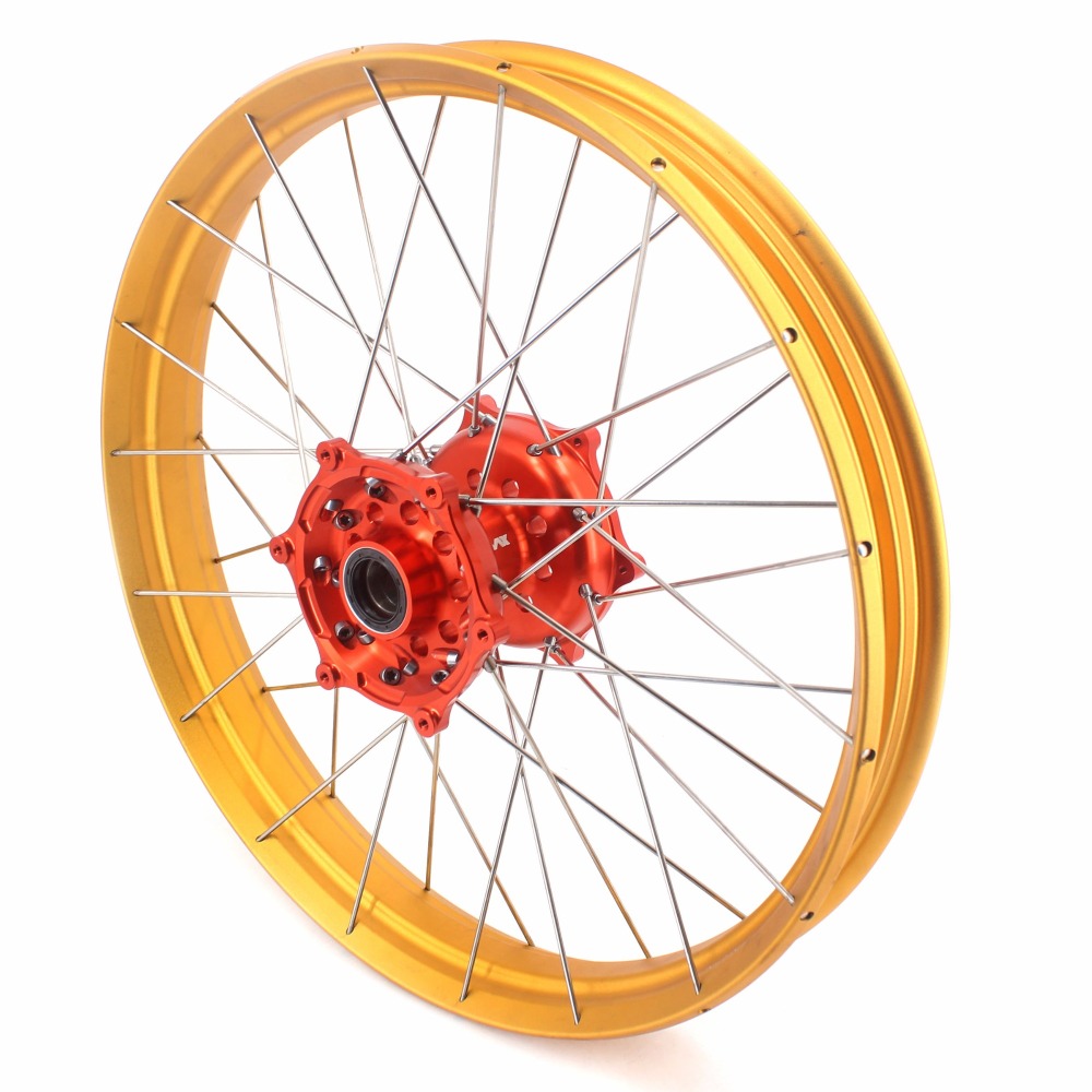 VMX Fit KTM790 Adventure R 2019-2021, KTM890 2021-2022 Tubeless Wheels 21/18  Rims Orange Hub Gold Rim