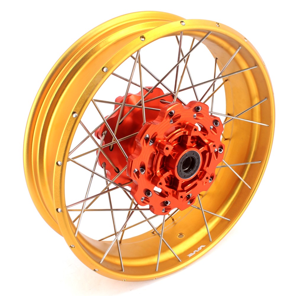 VMX Fit KTM790 Adventure R 2019-2021, KTM890 2021-2022 Tubeless Wheels 21/18  Rims Orange Hub Gold Rim