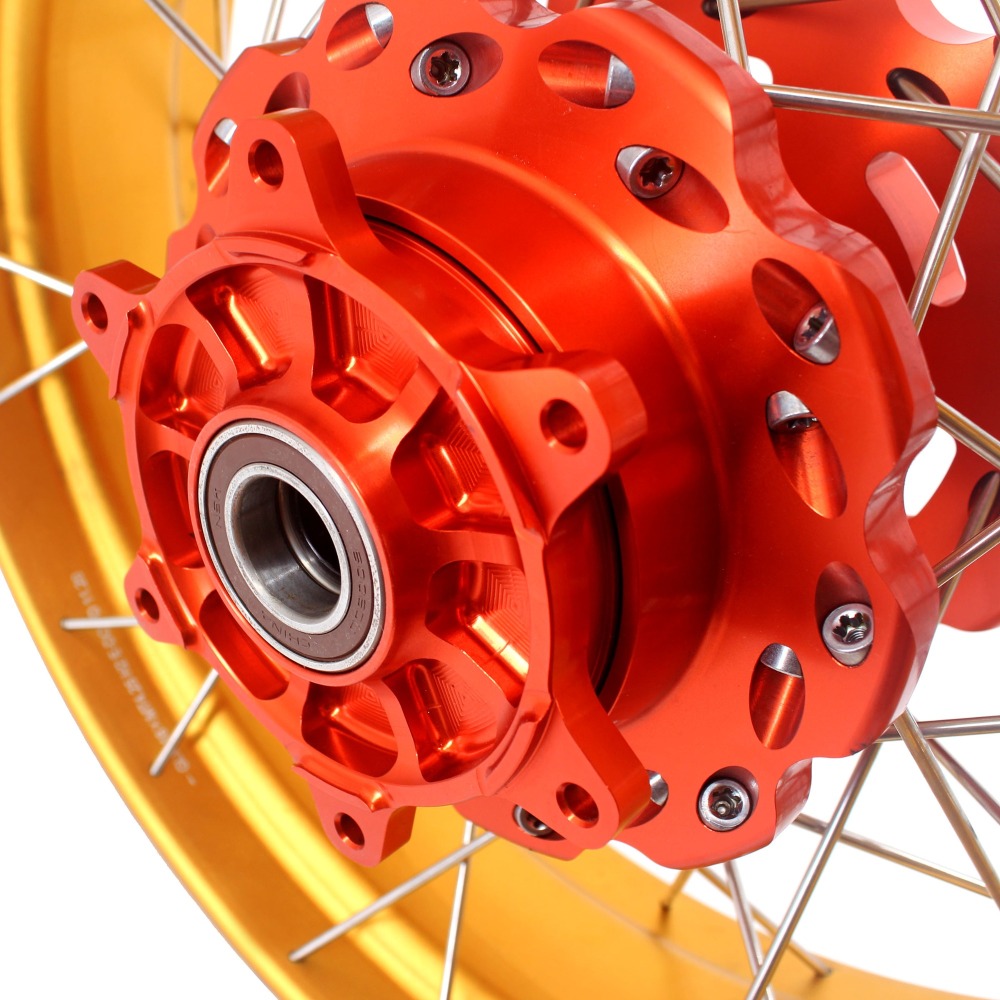 VMX Fit KTM790 Adventure R 2019-2021, KTM890 2021-2022 Tubeless Wheels 21/18  Rims Orange Hub Gold Rim