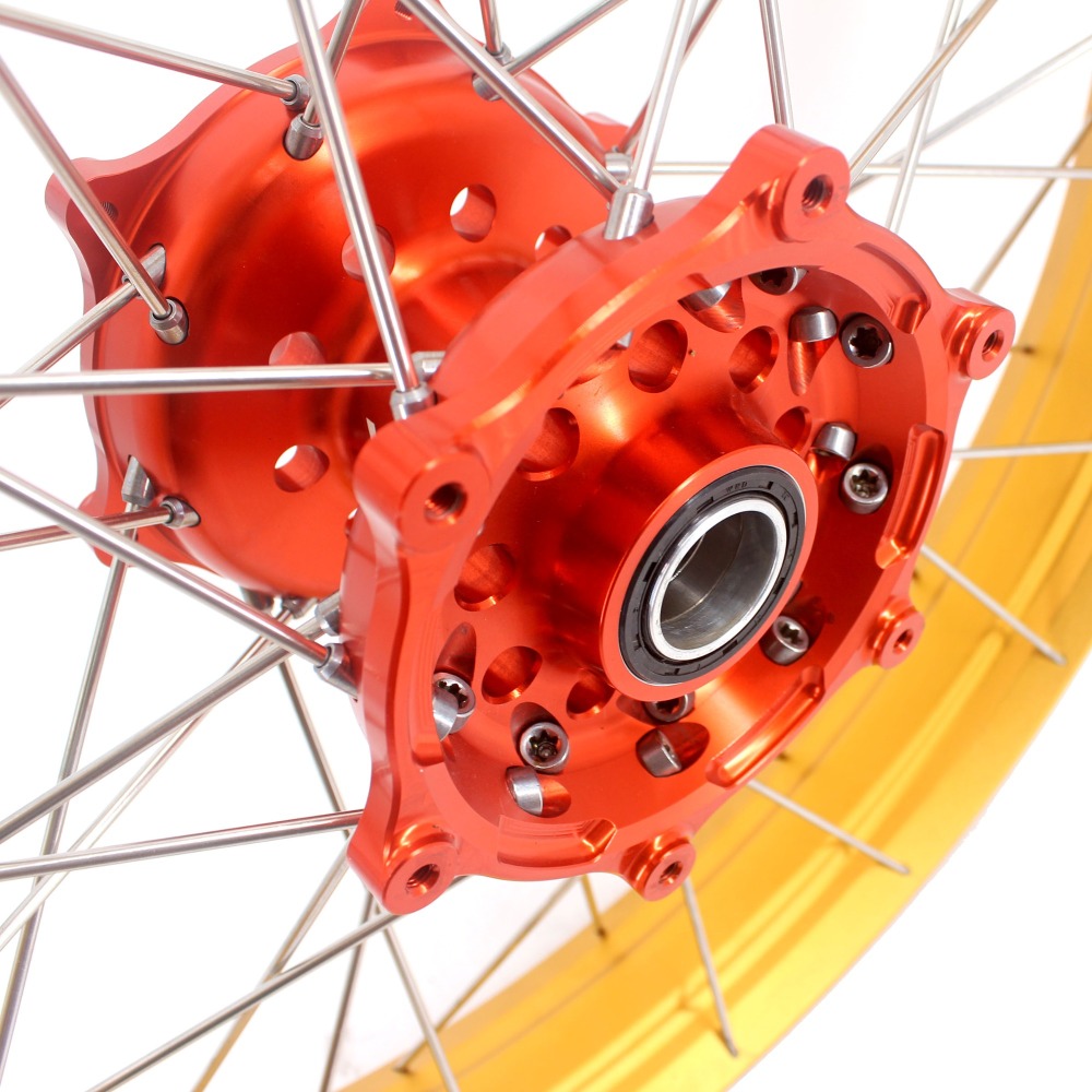 VMX Fit KTM790 Adventure R 2019-2021, KTM890 2021-2022 Tubeless Wheels 21/18  Rims Orange Hub Gold Rim