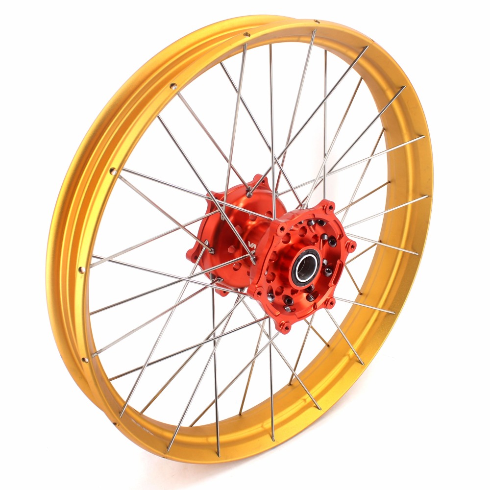 VMX Fit KTM790 Adventure R 2019-2021, KTM890 2021-2022 Tubeless Wheels 21/18  Rims Orange Hub Gold Rim