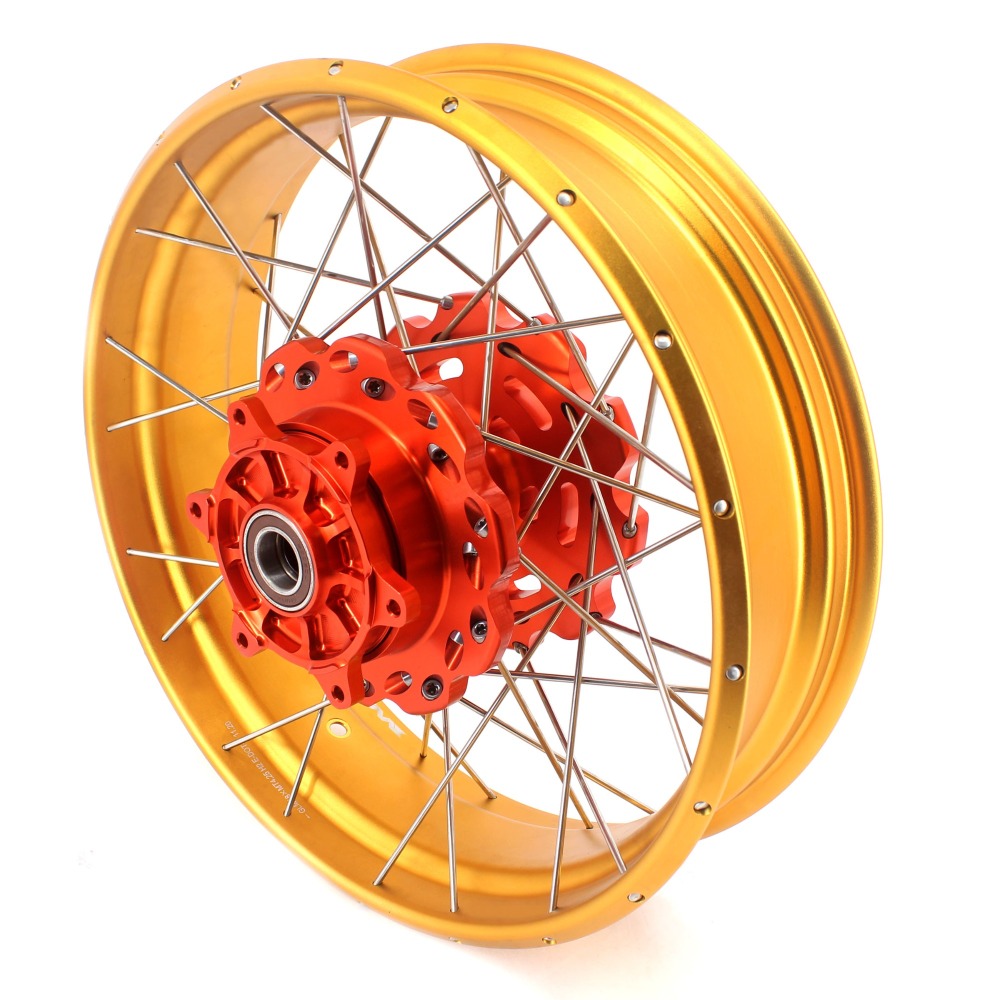 VMX Fit KTM790 Adventure R 2019-2021, KTM890 2021-2022 Tubeless Wheels 21/18  Rims Orange Hub Gold Rim