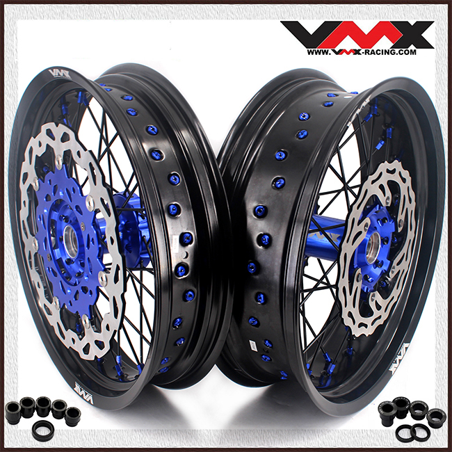 VMX 3.5/5.0 Motorcycle Supermoto Wheels Fit YAMAHA YZ250F YZ450F YZ125 YZ250 Blue/Black