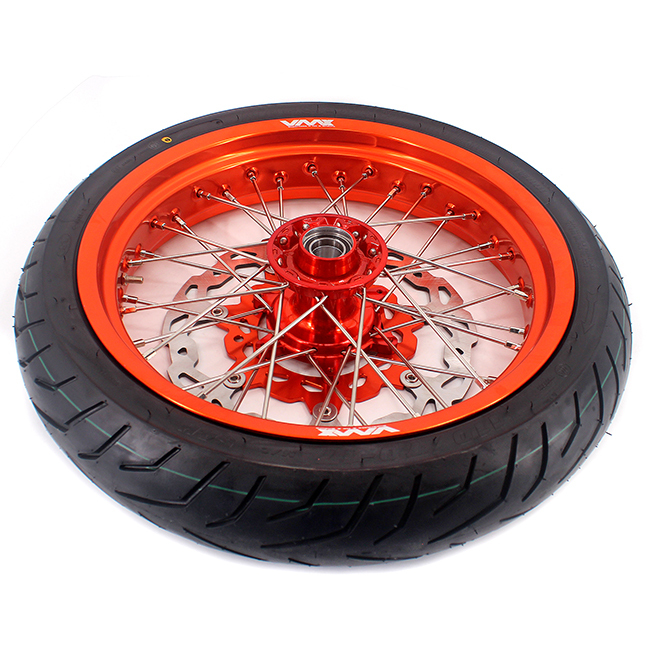 VMX 3.5/5.0 Motorcycle Supermoto Cast Wheels CST Tire Compatible with KTM EXC SXF 2003-2024 Orange Rim