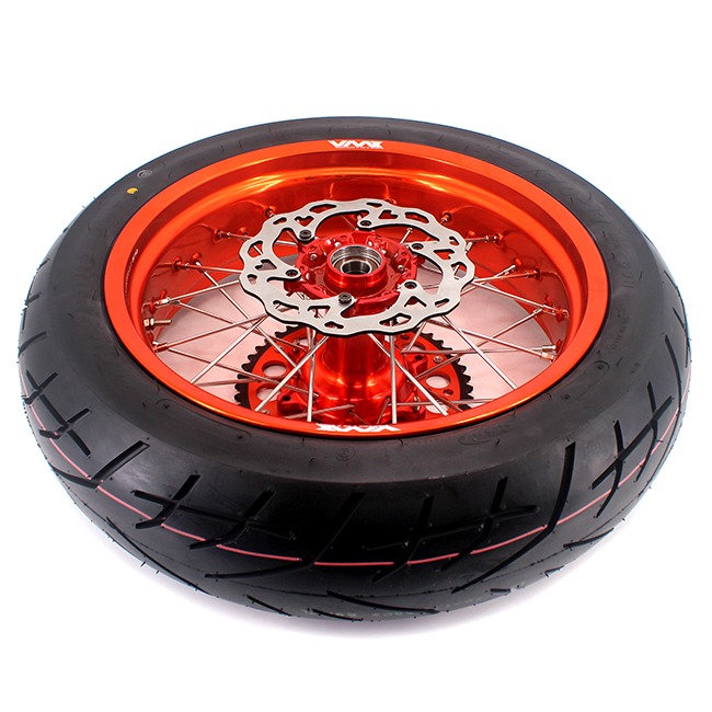 VMX 3.5/5.0 Motorcycle Supermoto Cast Wheels CST Tire Compatible with KTM EXC SXF 2003-2024 Orange Rim