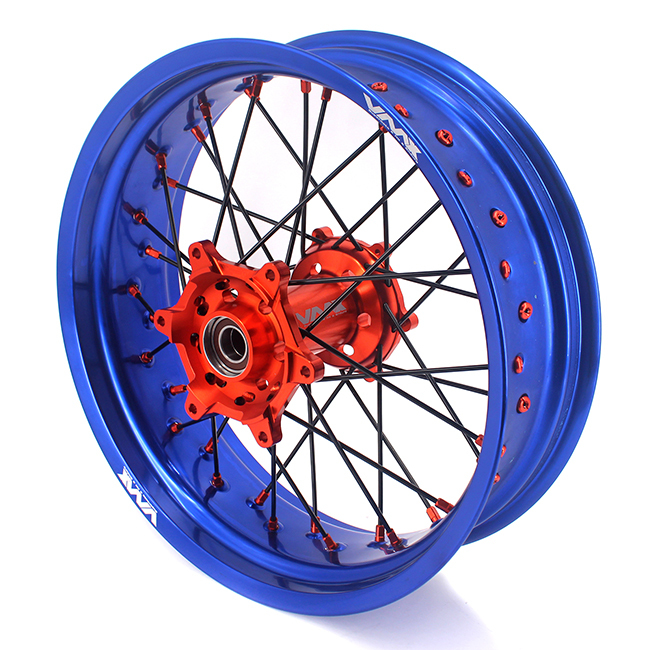 VMX 3.5/5.0 Motorcycle Supermoto Wheels Rim Fit KTM EXC SX 250 400 Blue Rim Orange Nipple